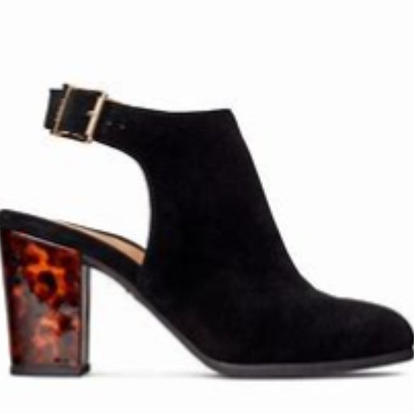 Vionic Shoes - Near New Vionic LACEY Suede Booties Tortoise Heel Slingback 6.5 Leather Shooties